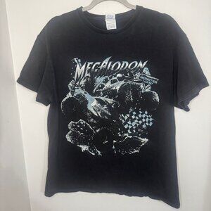 VTG Y2K Monster Jam Megalodon Monster Truck T-Shirt Black Size L Mens 90s T14